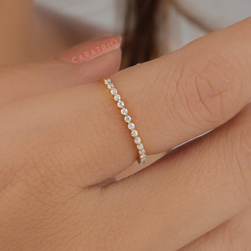 Single Prong Moissanite Half Eternity Band In 14k Solid Gold