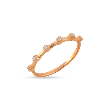Round Petite Diamond Distance Ring in 14k Solid Gold