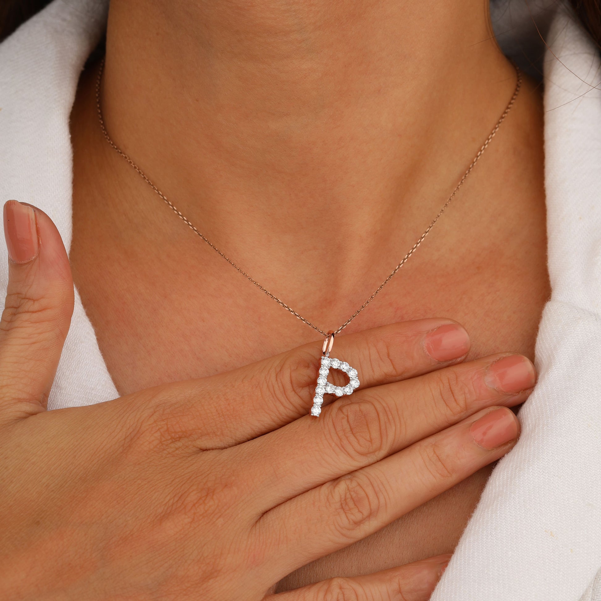 Diamond Initial "P" Necklace