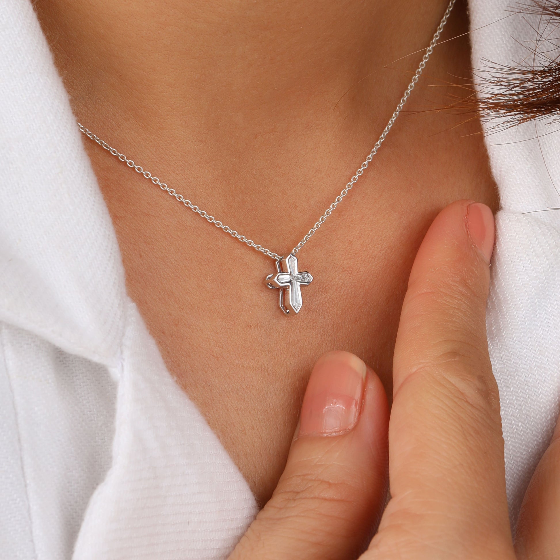 Diamond Pointed Cross Necklace