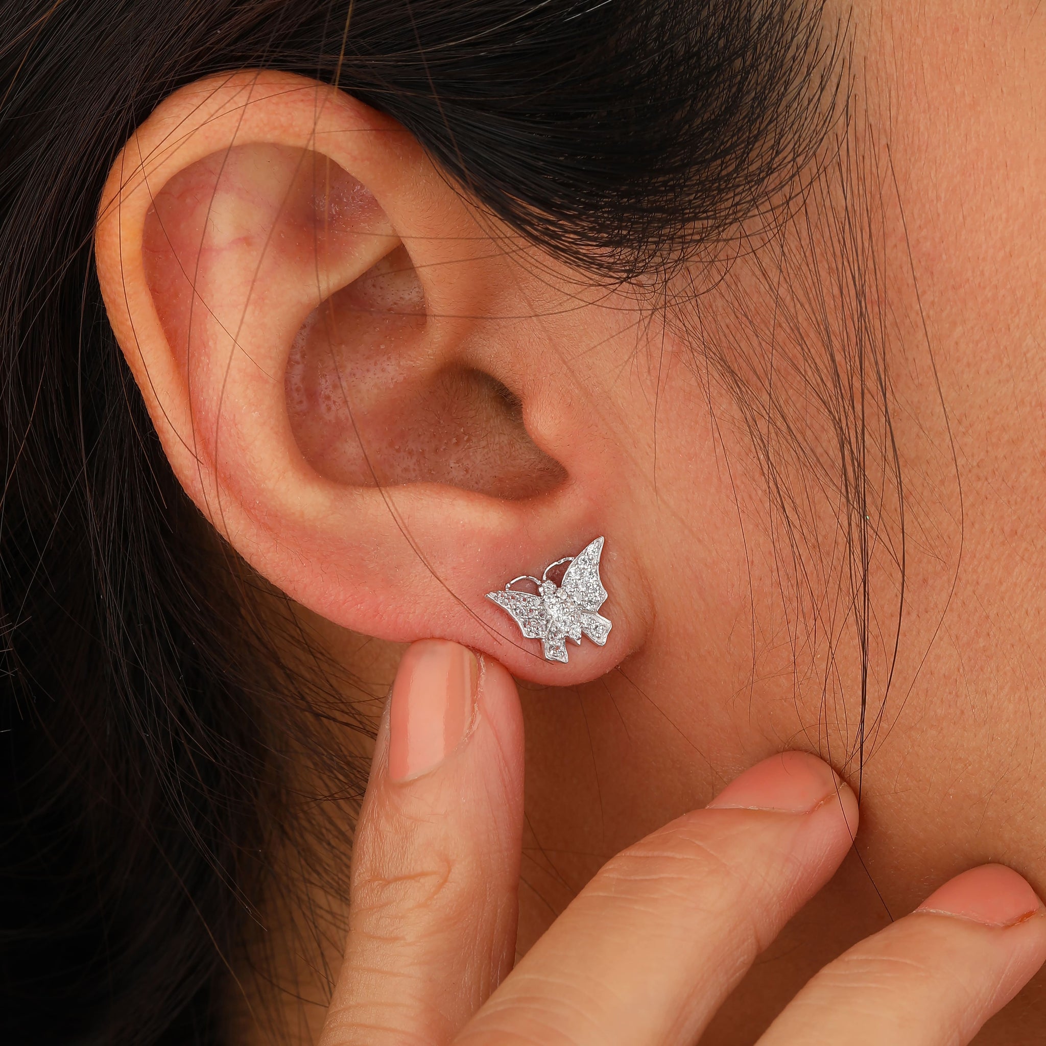 Lab grown diamond butterfly earring