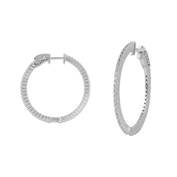 Lab Created Diamond Hoop Earrings 0.72ctw Round