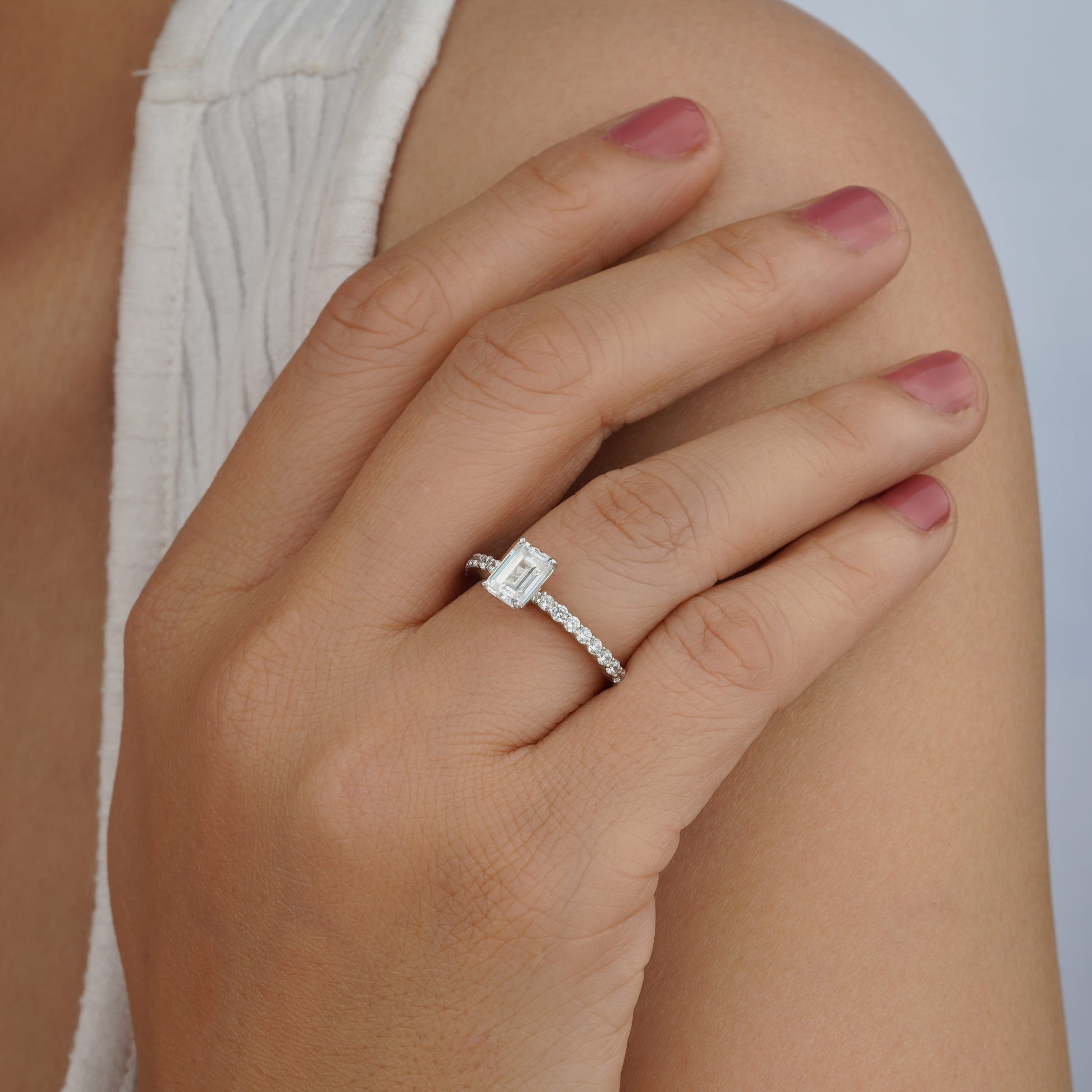 Emerald Moissanite Engagement Rings on hand