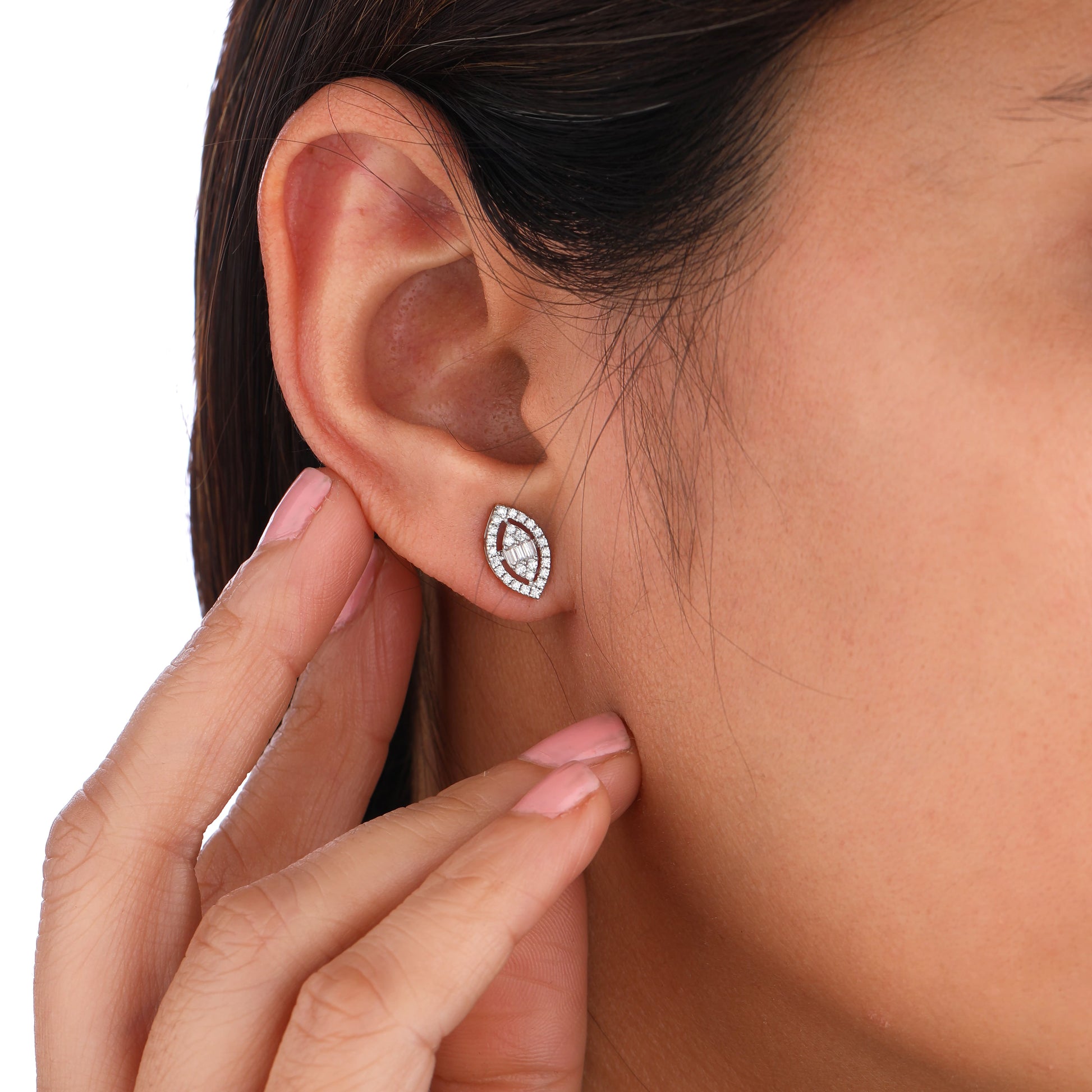 Marquise illusion stud earring
