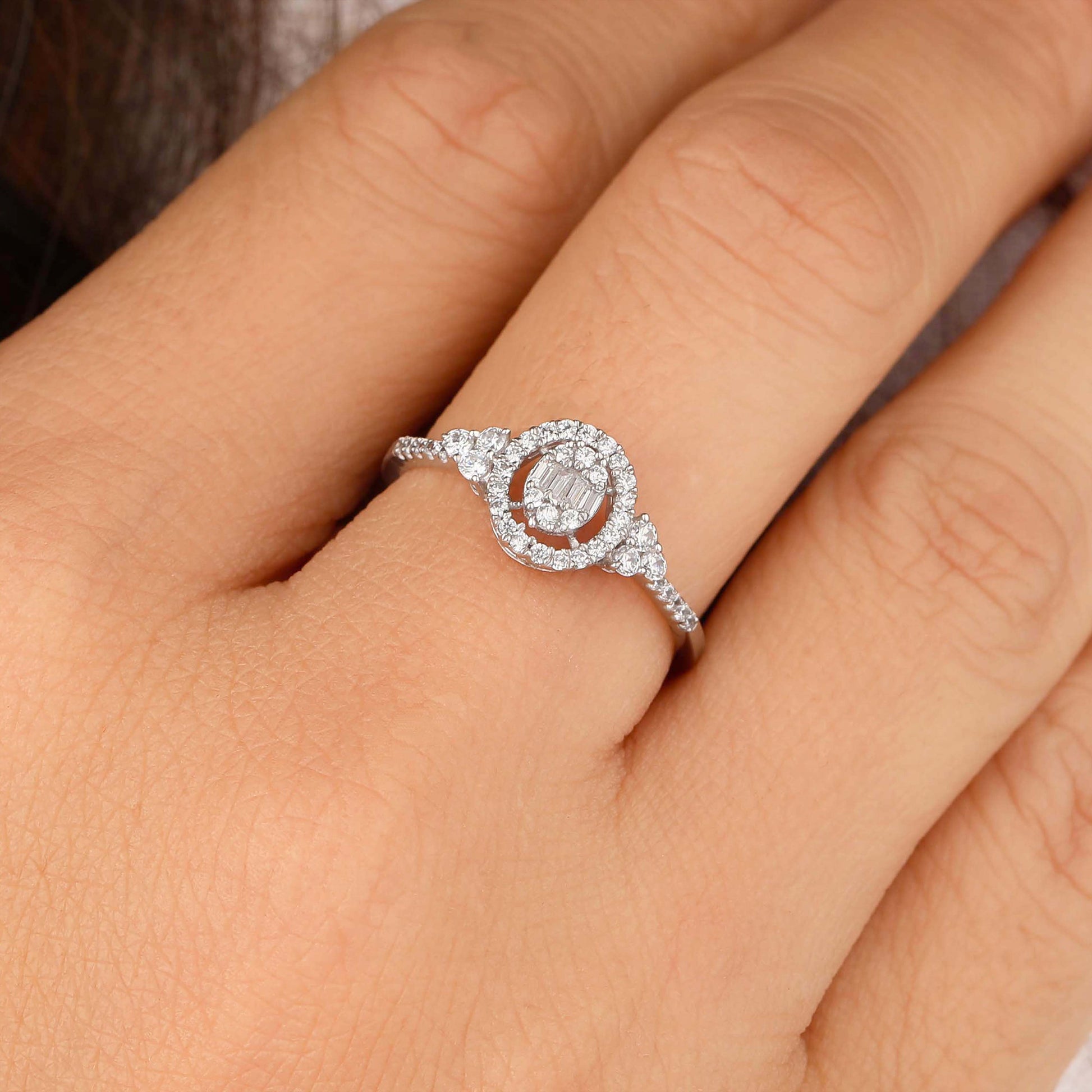 Diamond Baguette & Pave Engagement Ring