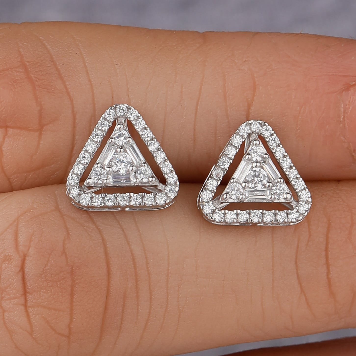 Dazzling Triangle Diamond Stud Earrings