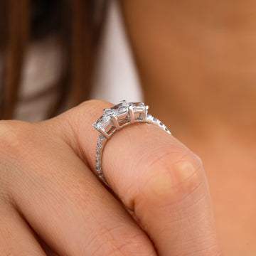 Three stone engagement ring