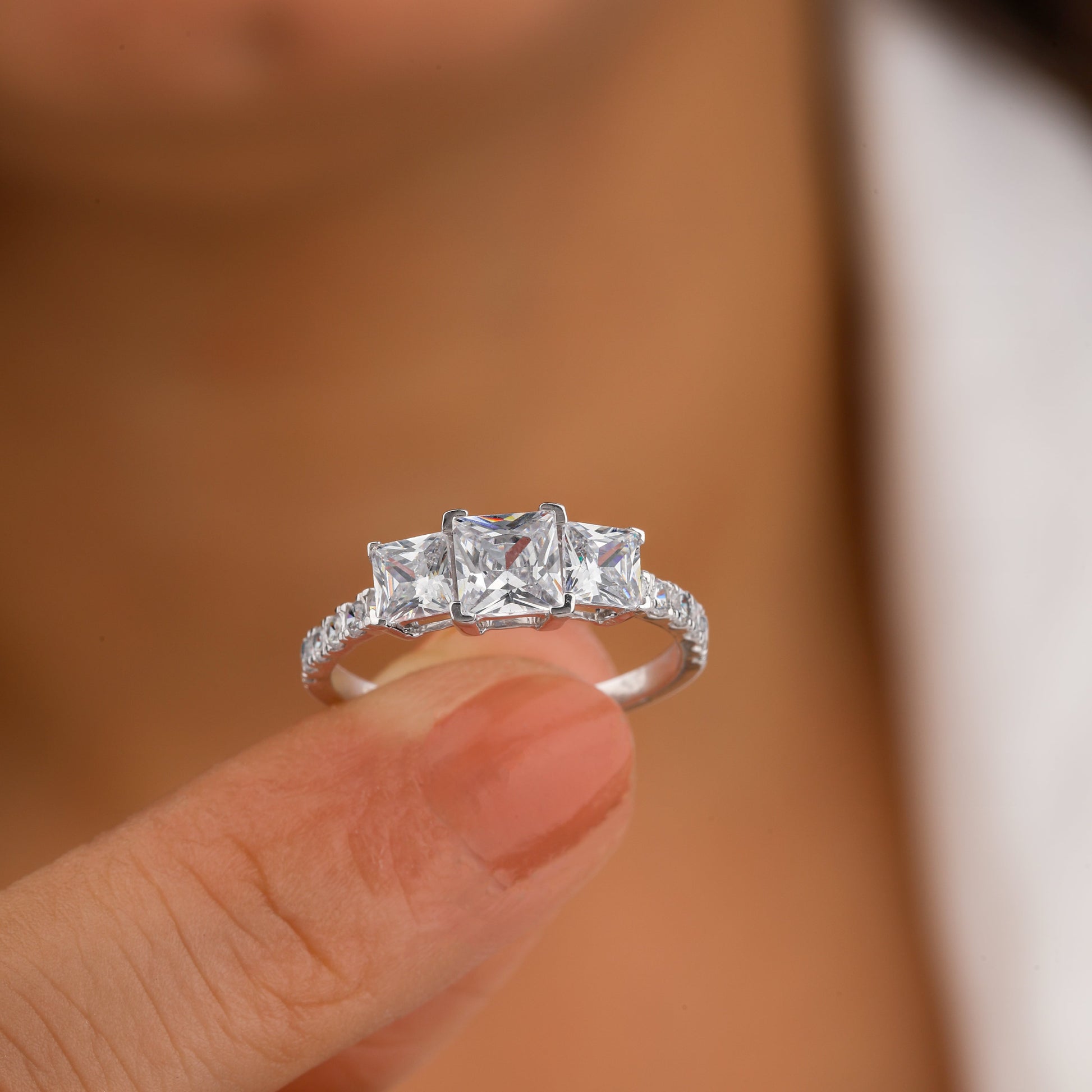 Moissanite engagement ring in white gold