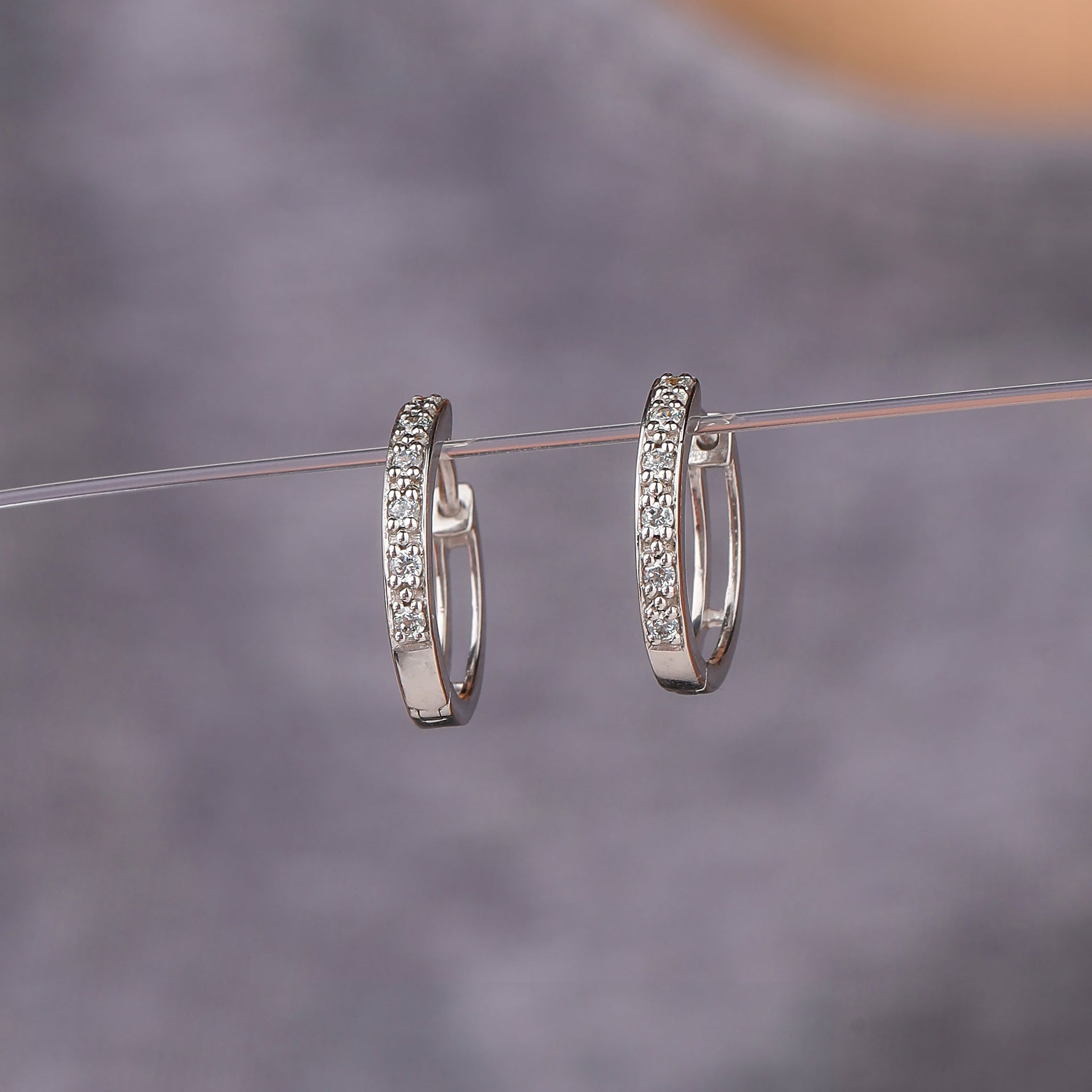 14K Gold Diamond Small Simple Huggie Earrings