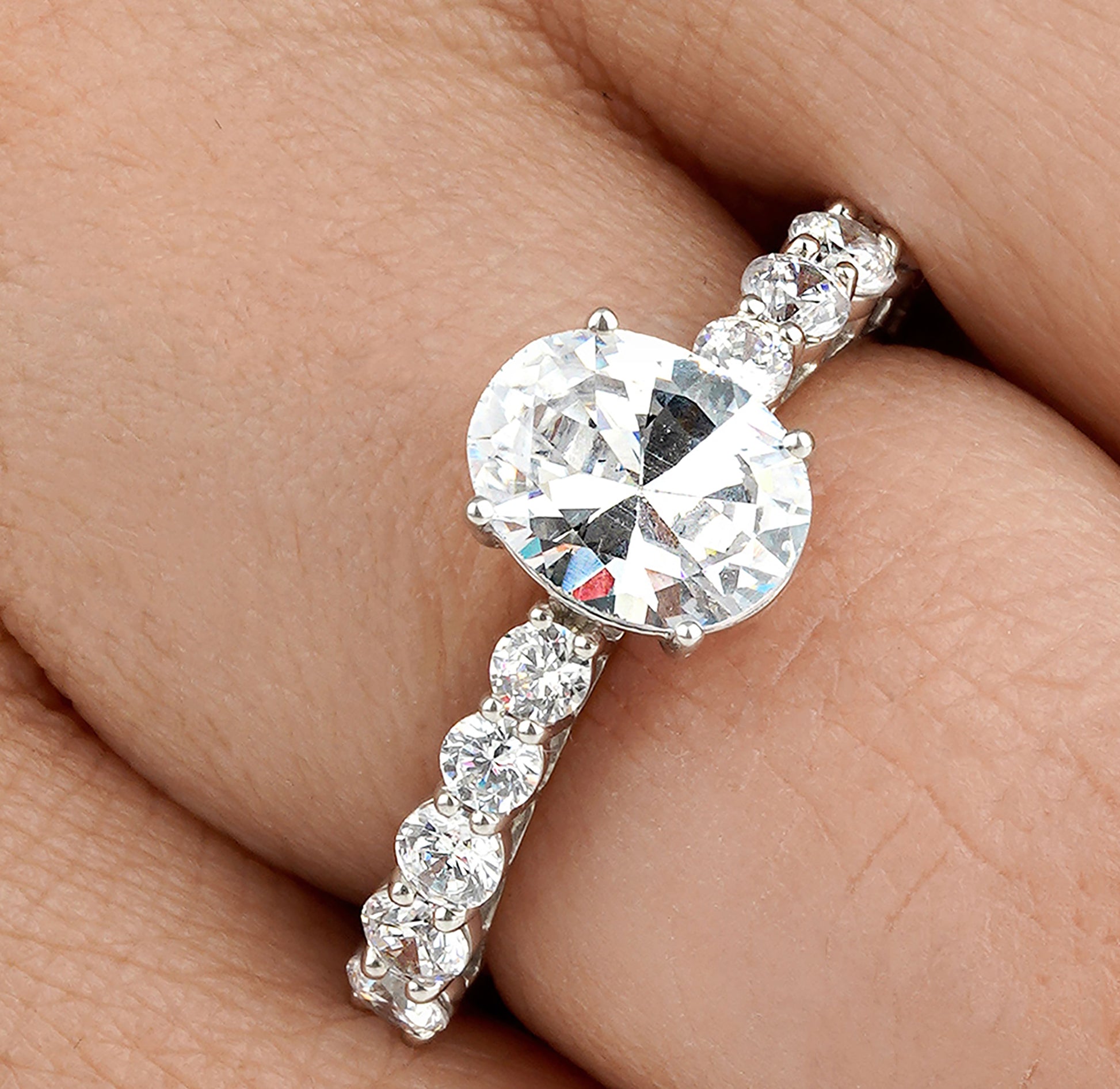 White Gold Oval Engagement Ring