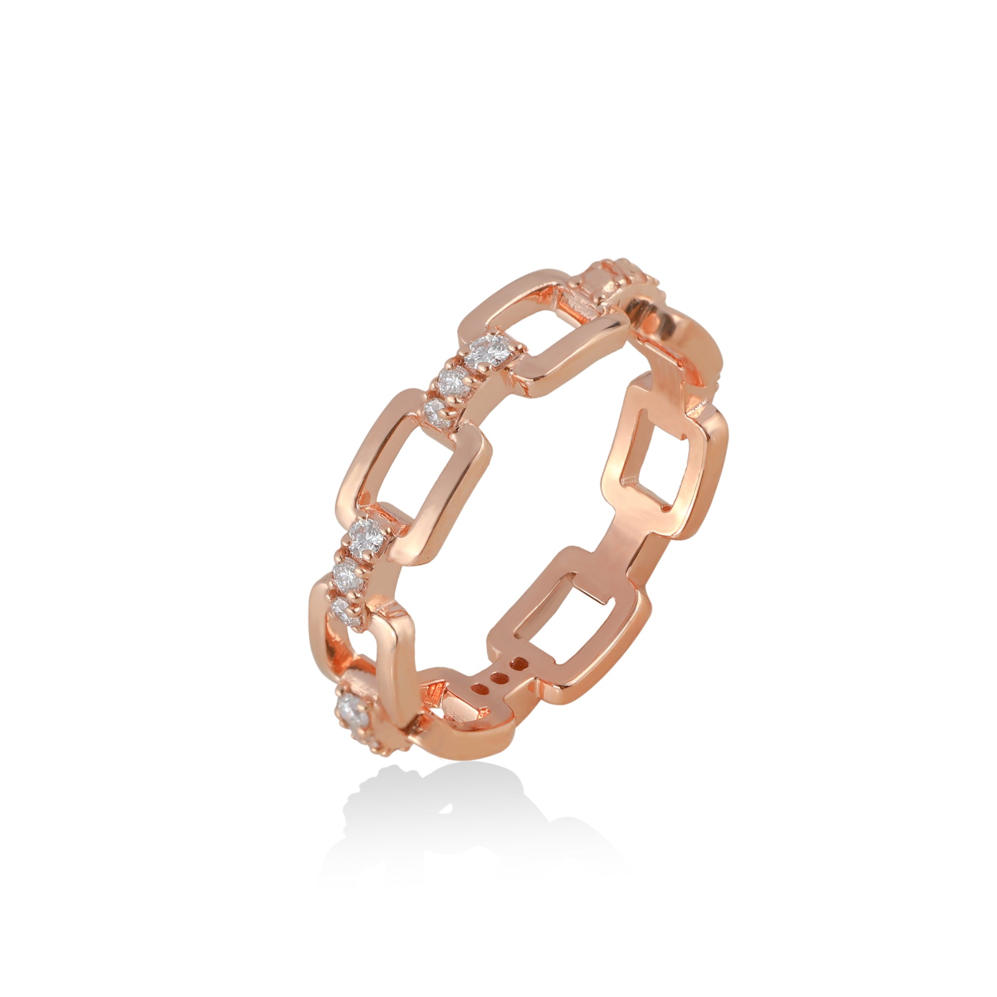 rose gold accented chain link ring