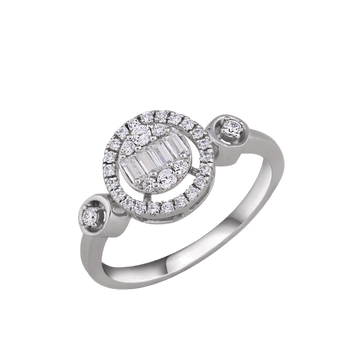 3 Stone Lab Grown Ring with Round and Baguette Diamond