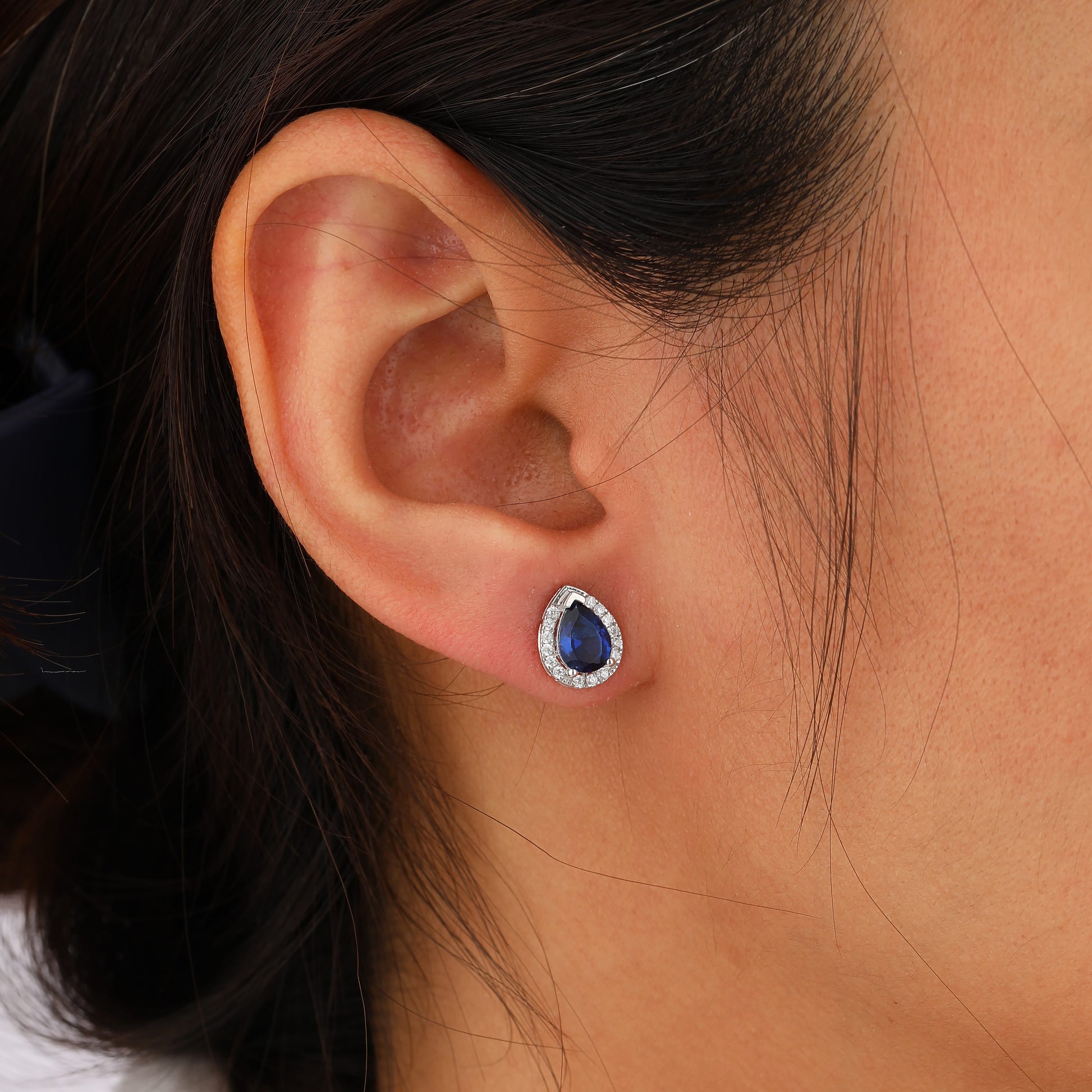 Pear-Shaped Blue Sapphire Stud Earrings