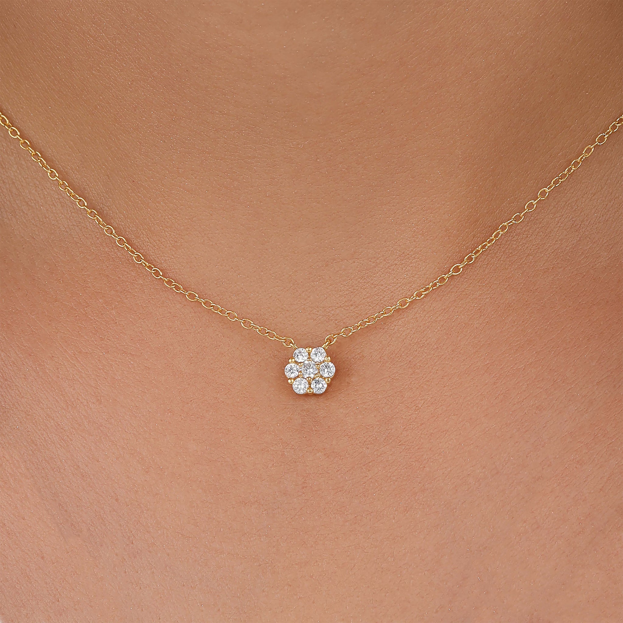 Lab Grown Diamond Flower Necklace