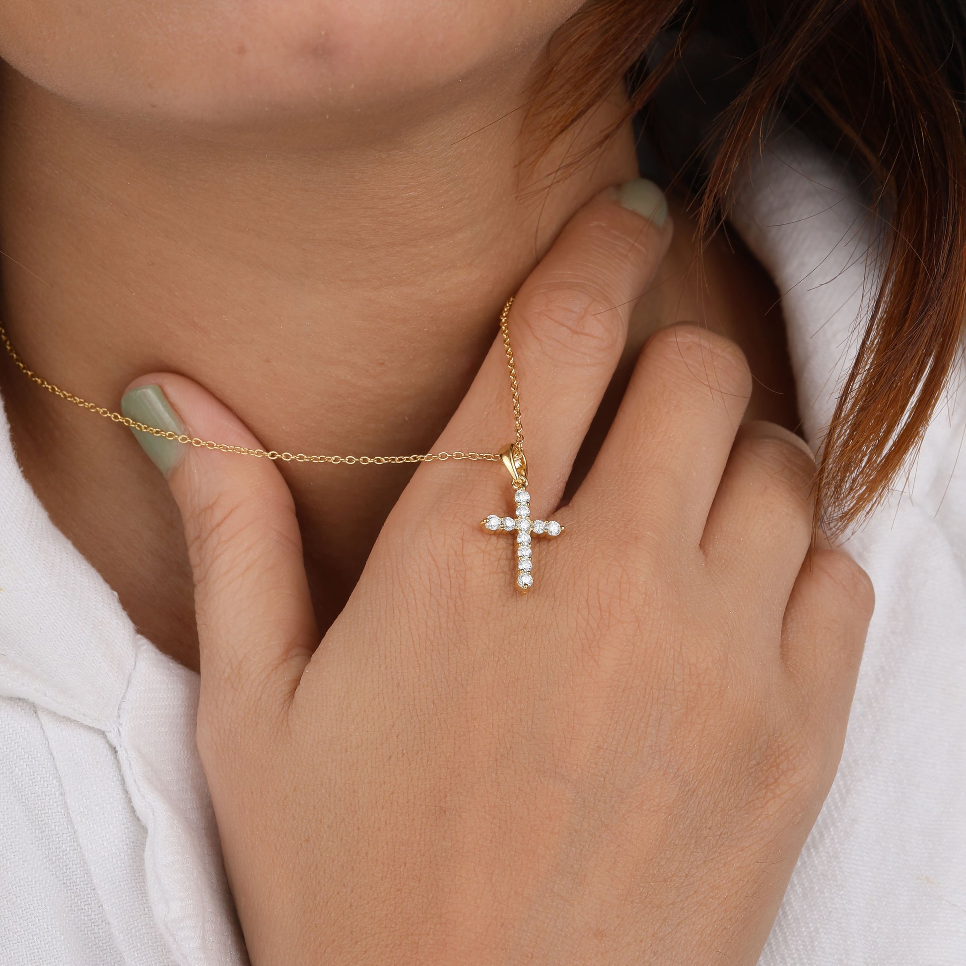  Cross Necklace for Women on model hand