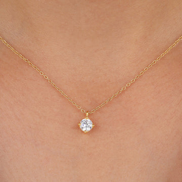 Round Lab Created Diamond Solitaire Pendant Necklace