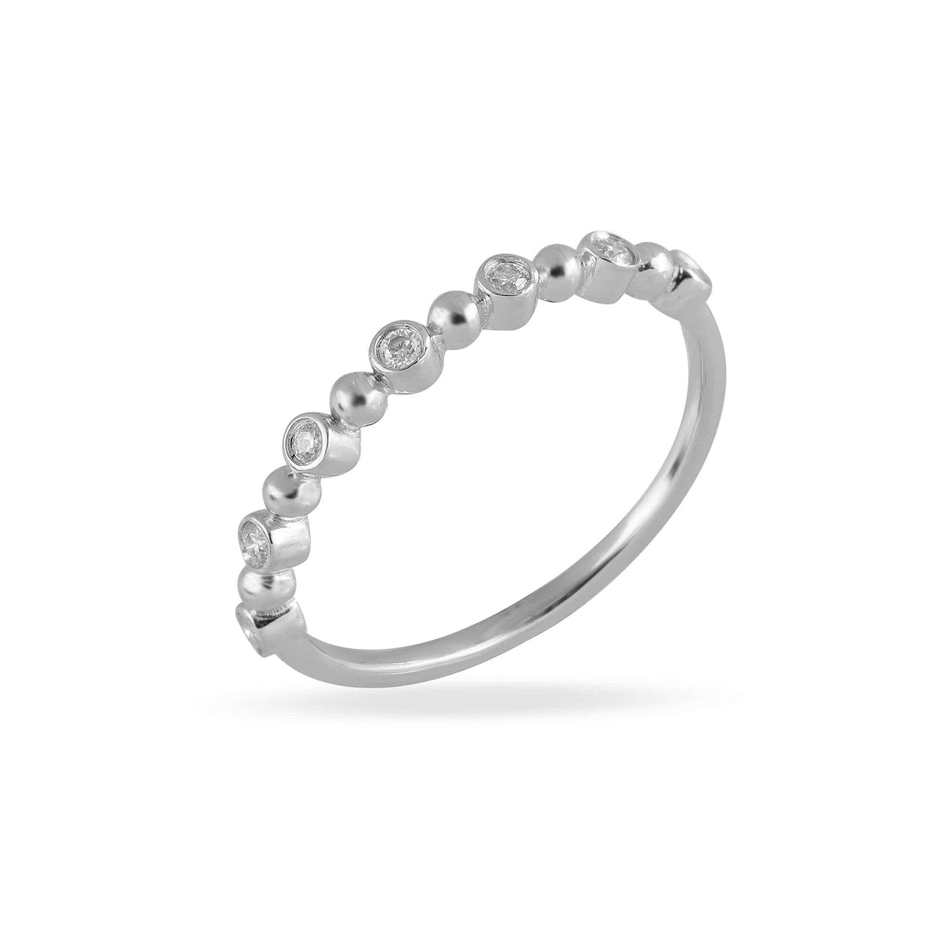 Diamond and Gold beaded ring in white gold