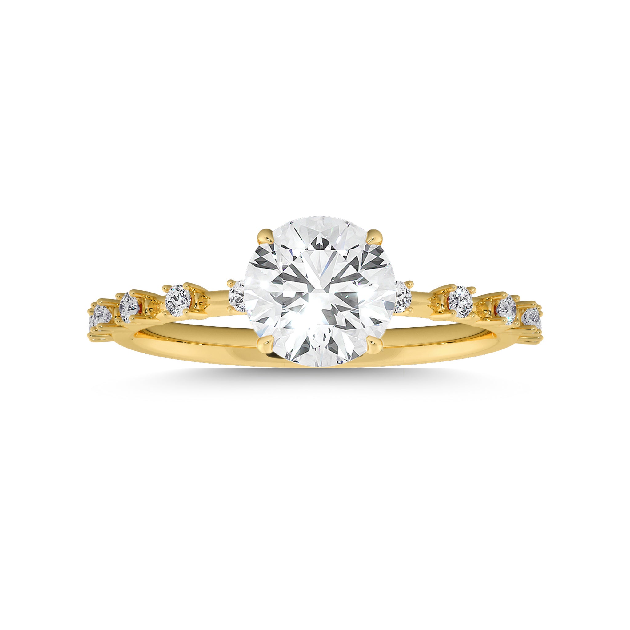 1ct Round Cut Lab-grown Diamond Solitaire Engagement Ring With Side Accents