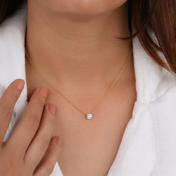 Floating Moissanite Solitaire Necklace