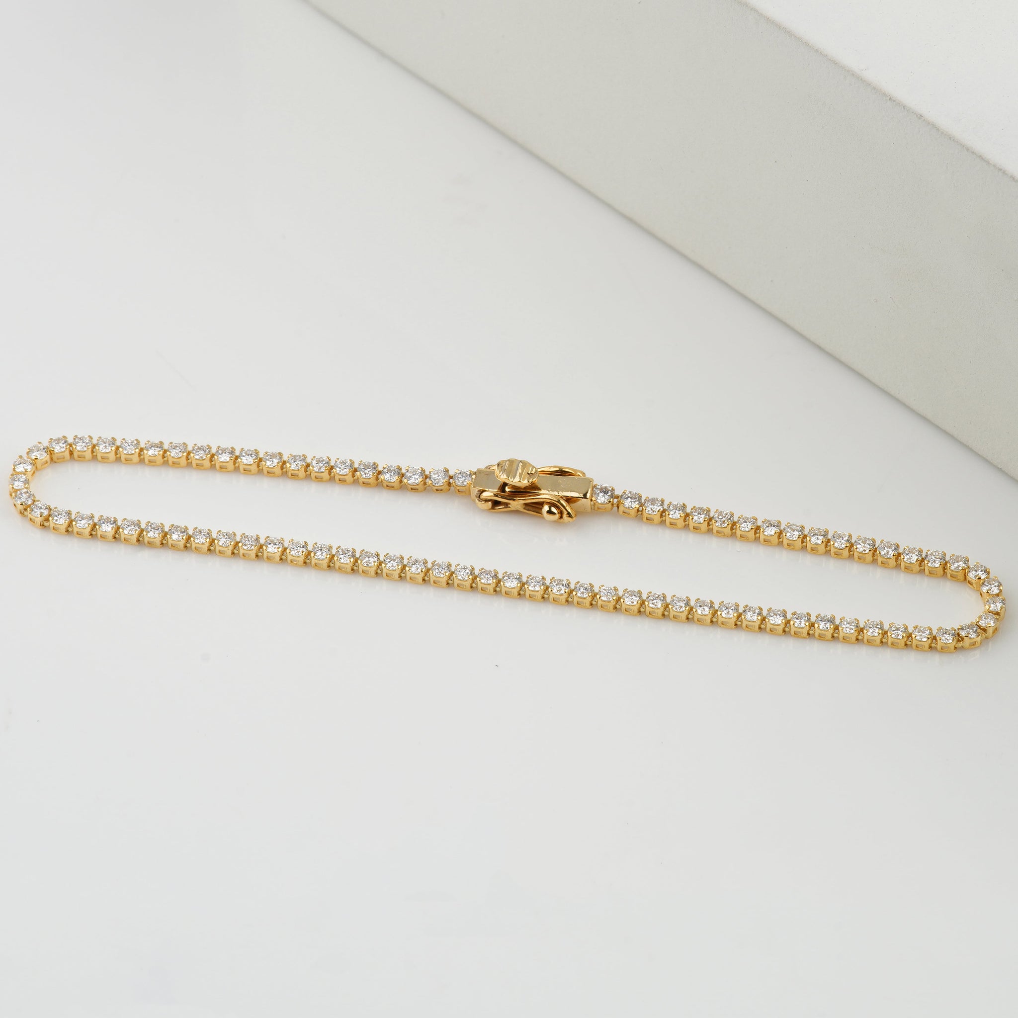 14k Solid Gold Moissanite Tennis Bracelet - 2.5mm