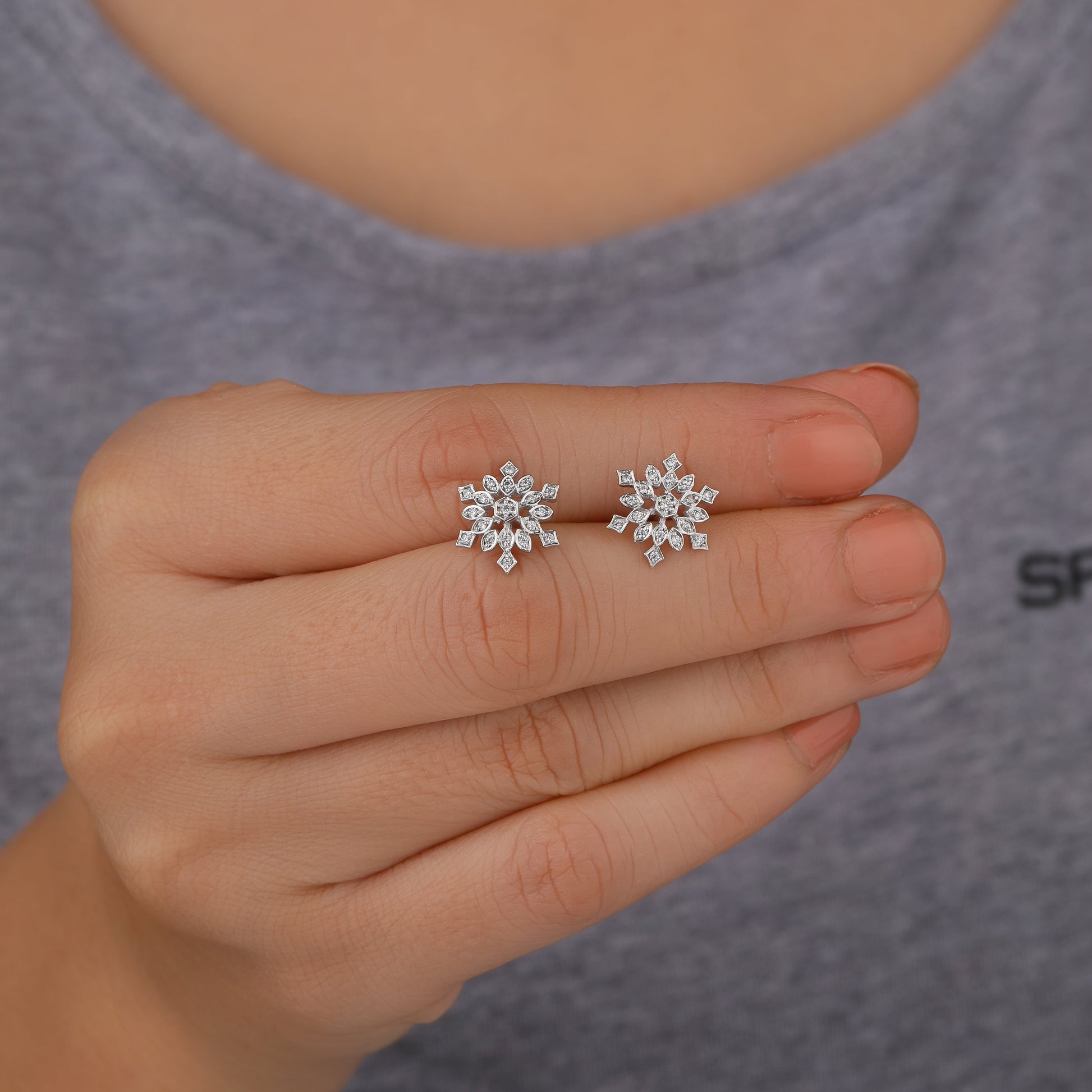 Diamond snowflake earrings
