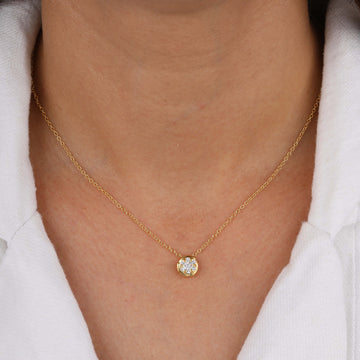 0.25carat Round Cut Lab Grown Diamond Halo Necklace