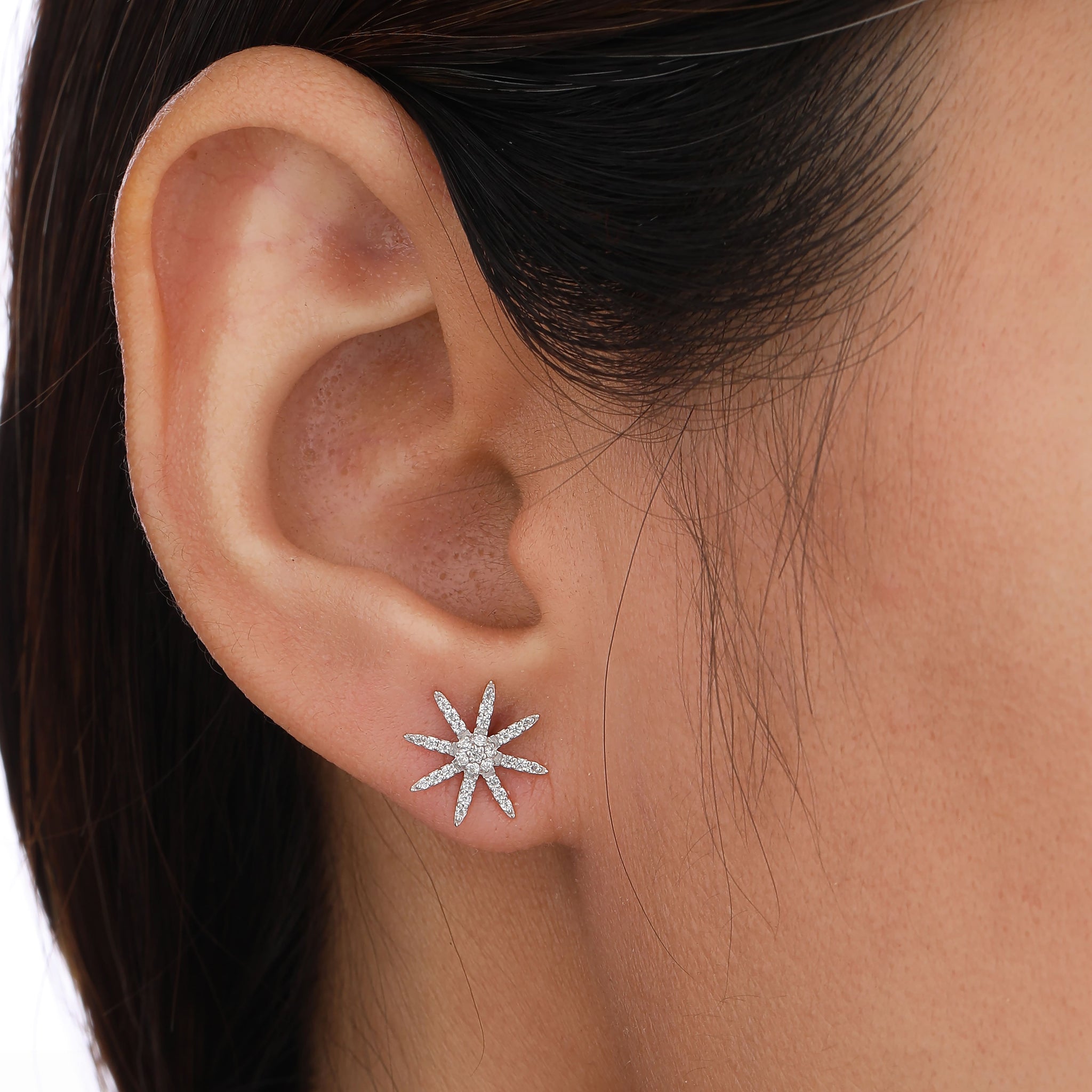Sparkling Star Diamond Stud Earrings