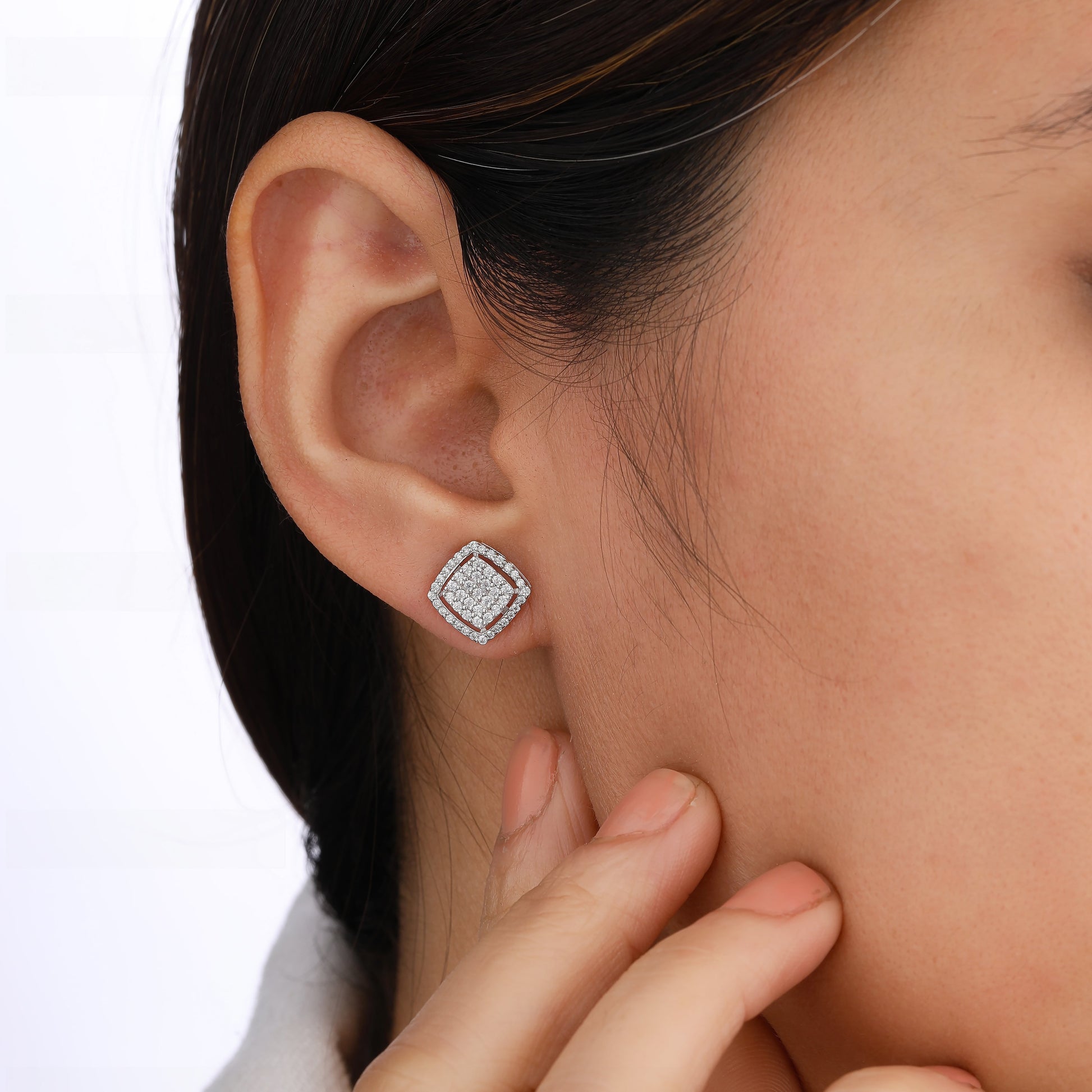 frame stud earrings