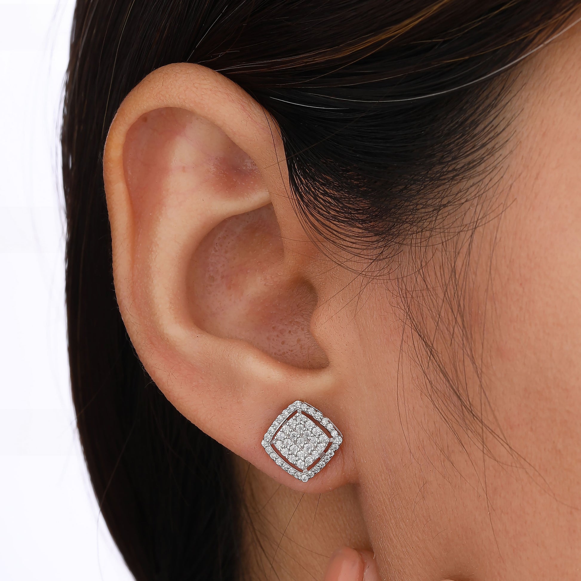 cushion-shaped frame earrings