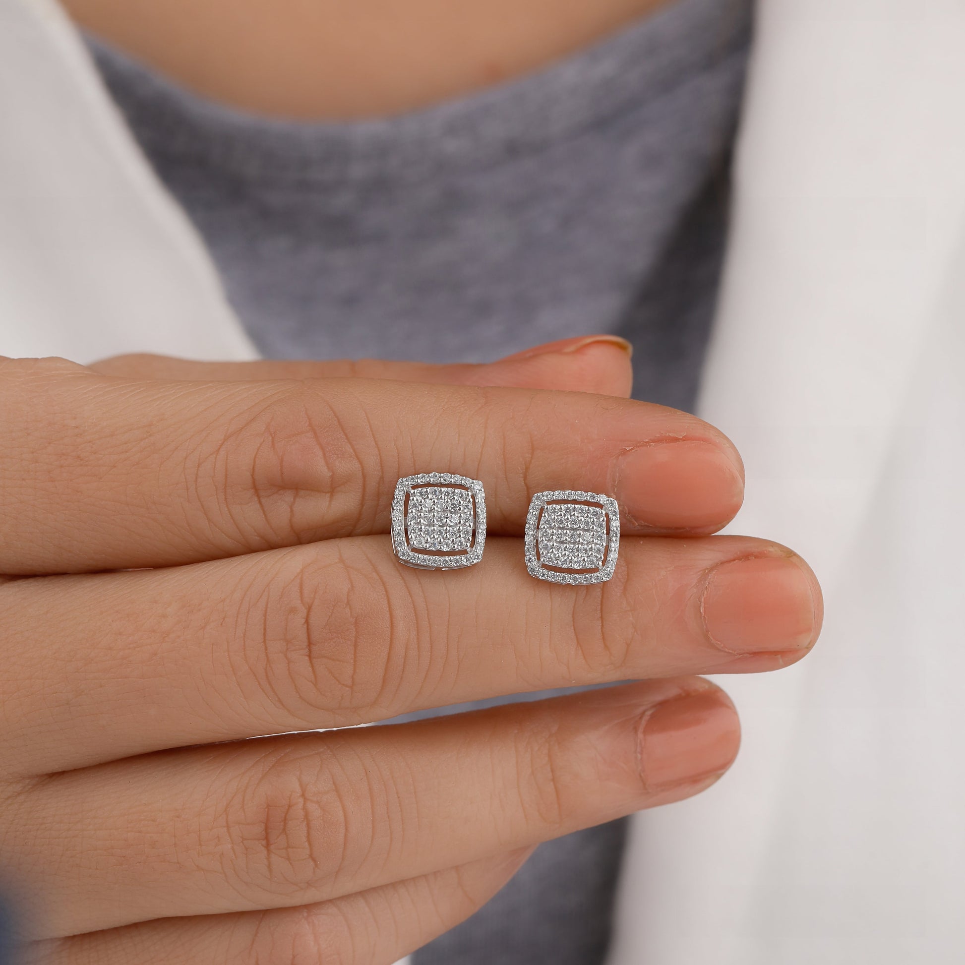 Round-cut lab-created diamond stud earrings