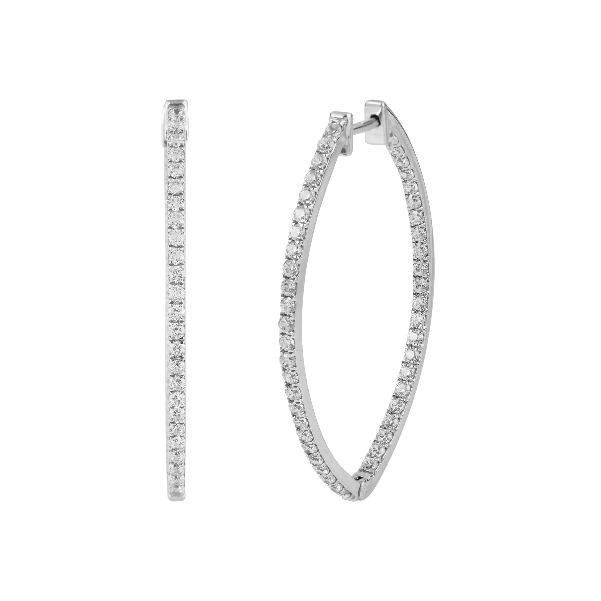 white gold Inside and Out Big Hoop Earrings 