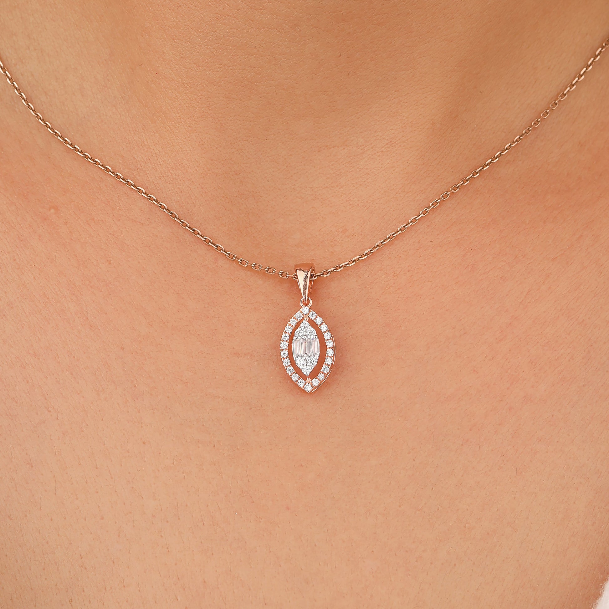 Halo Pendant with marquise Setting 
