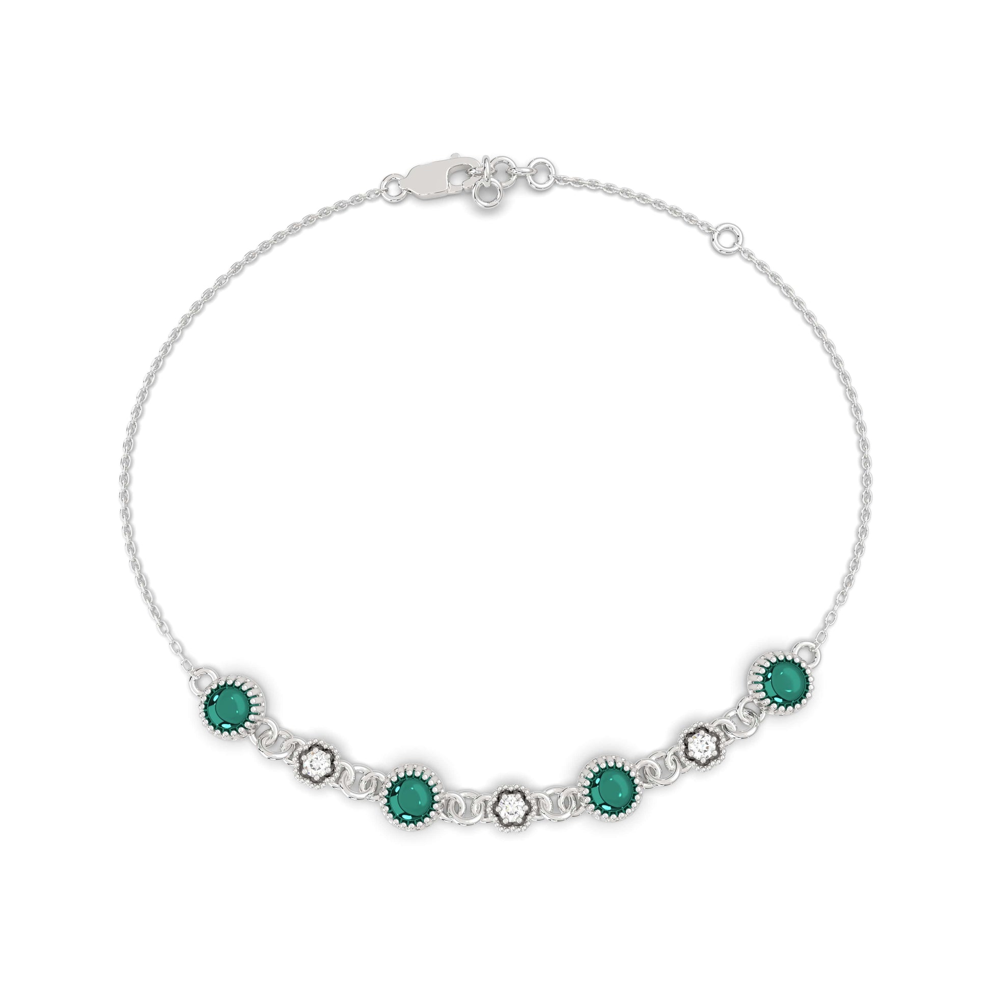 Round emerald gemstone bracelet