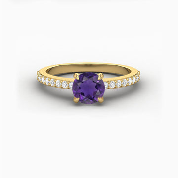 Gemstone Solitaire Engagement Ring 14k Solid Gold