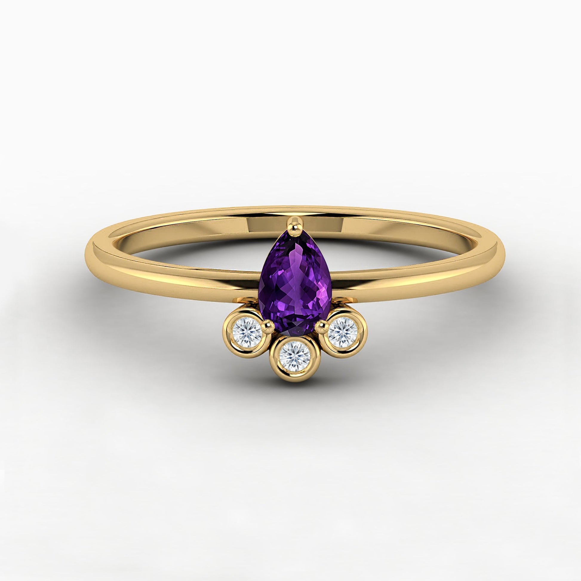 yellow gold amethyst solitaire engagement ring