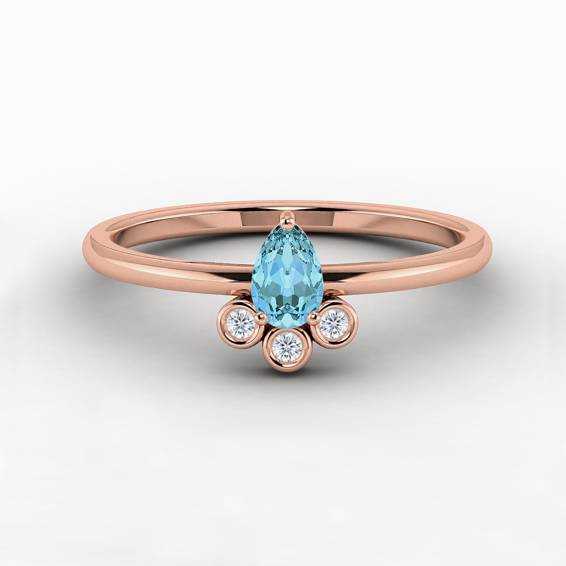 aquamarine pear shape gemstone ring