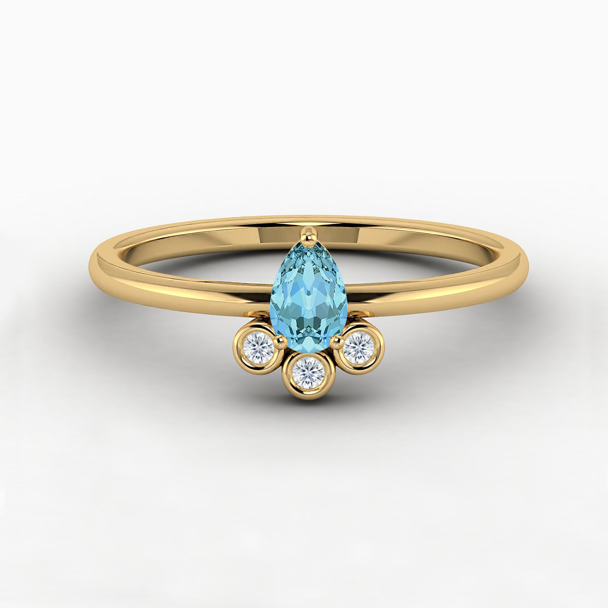 aquamarine birthstone pear shape gemstone ring