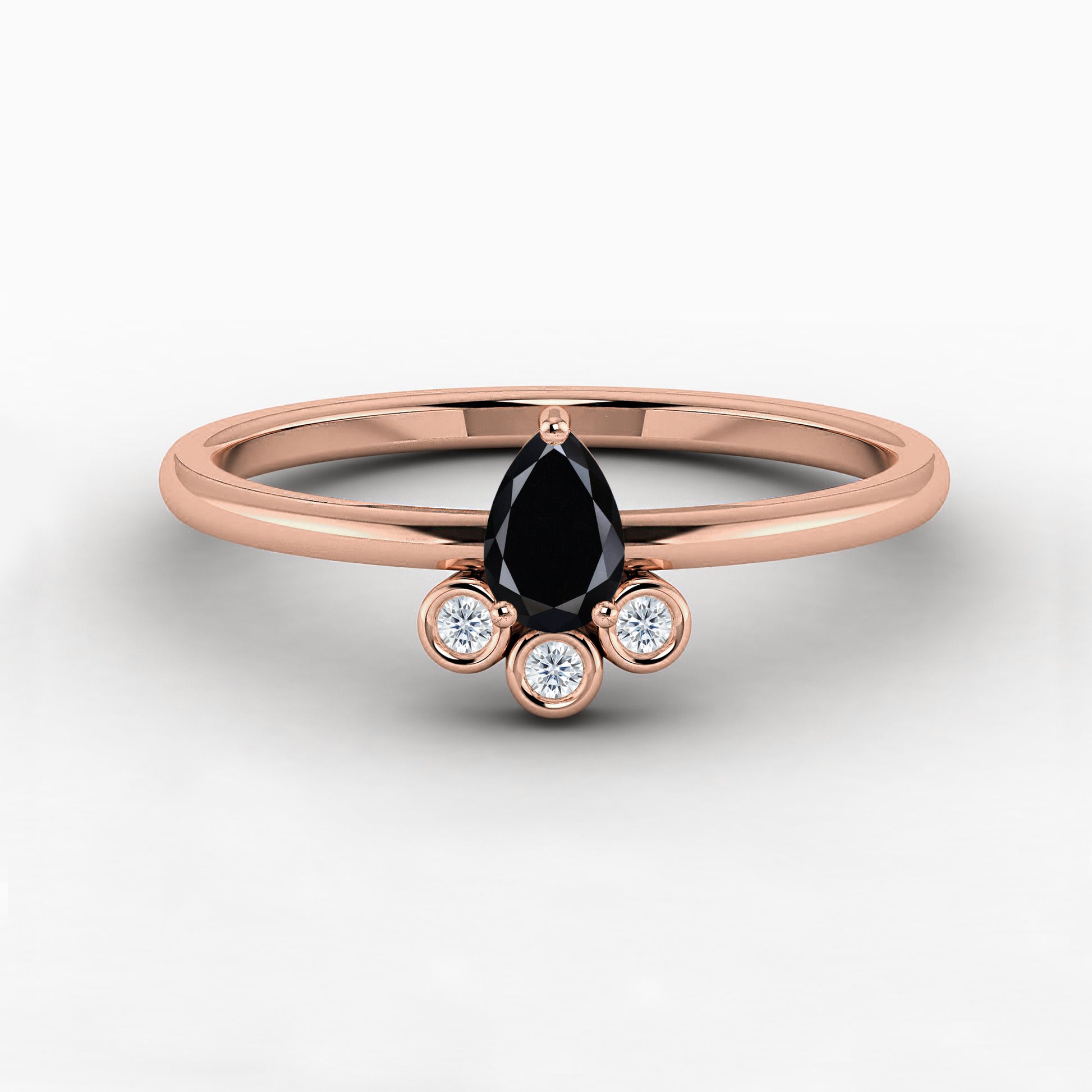 black stone pear shape gemstone ring