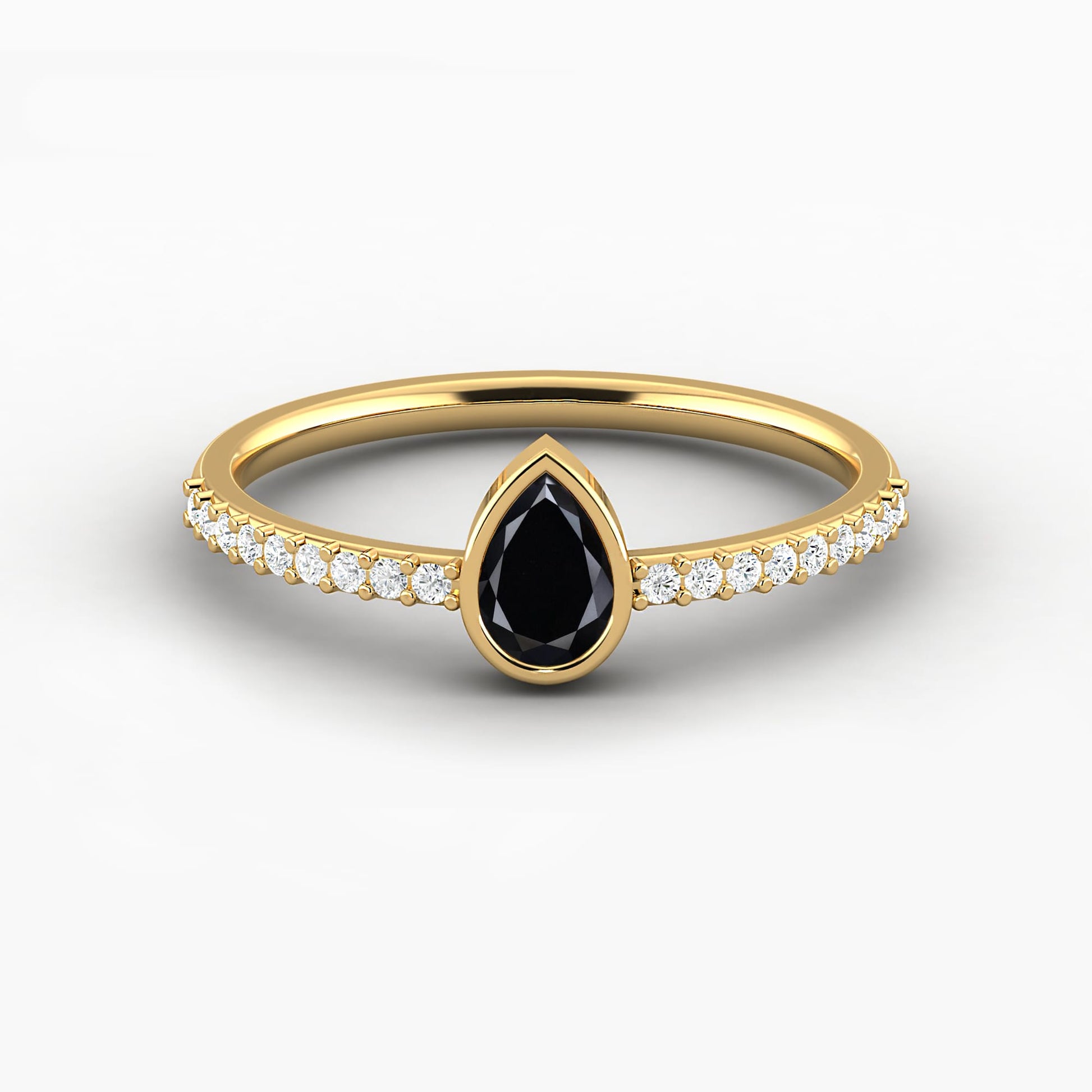 black yellow gold gemstone ring