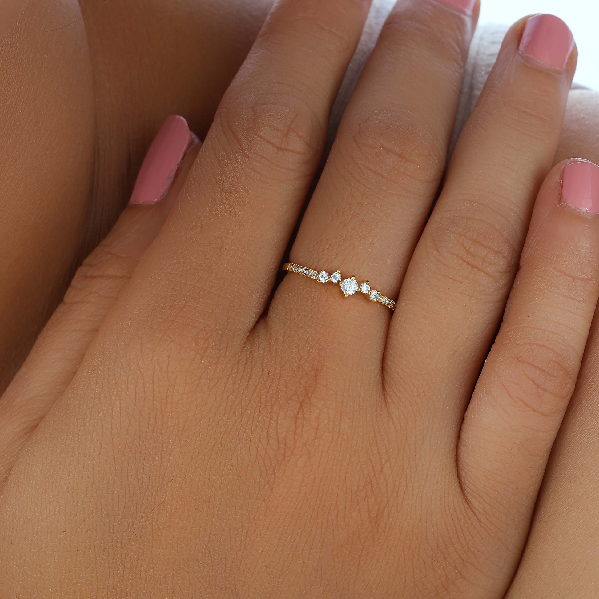 a person wearing cluster ring