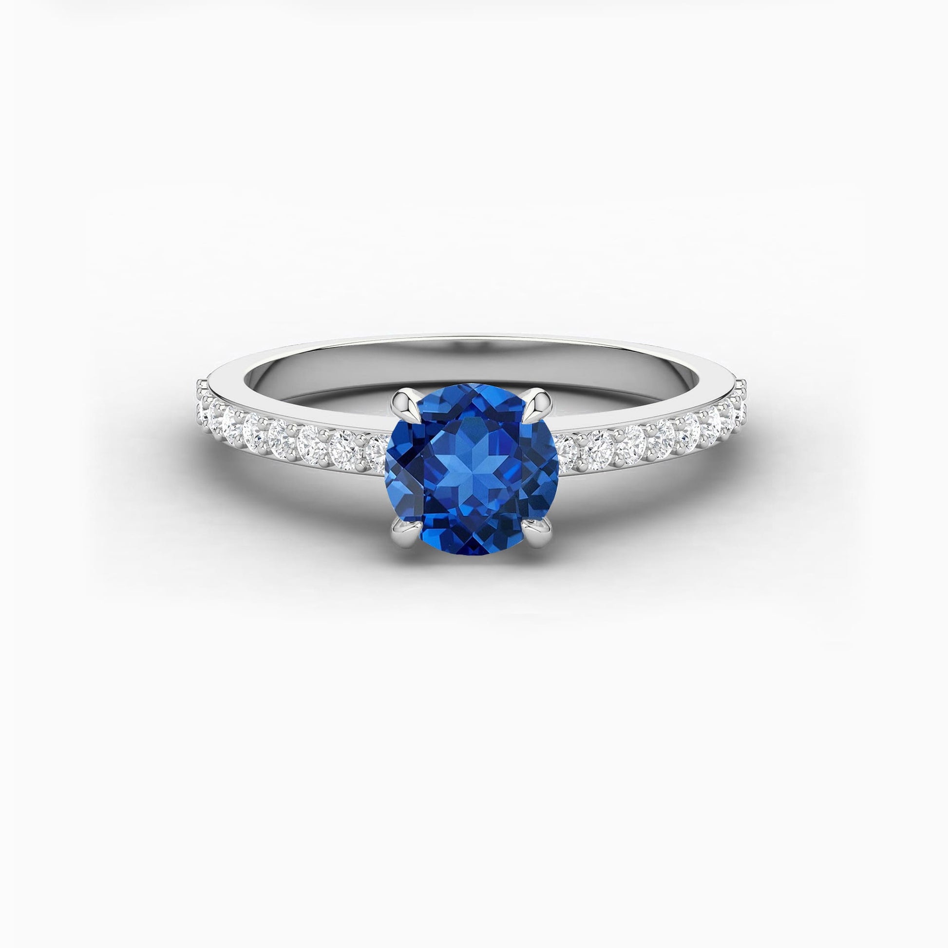 blue sapphire white gold gemstone ring