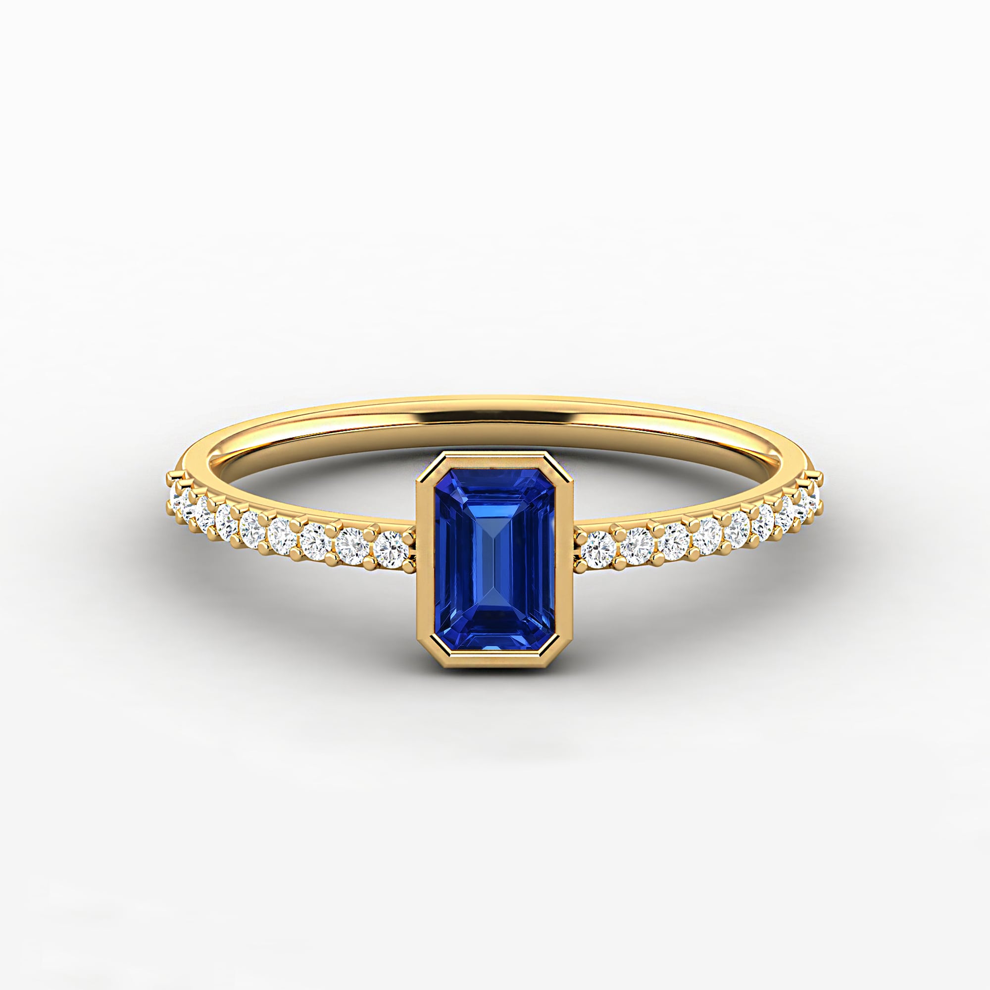 Emerald Cut Sapphire Ring in 14k Solid Gold