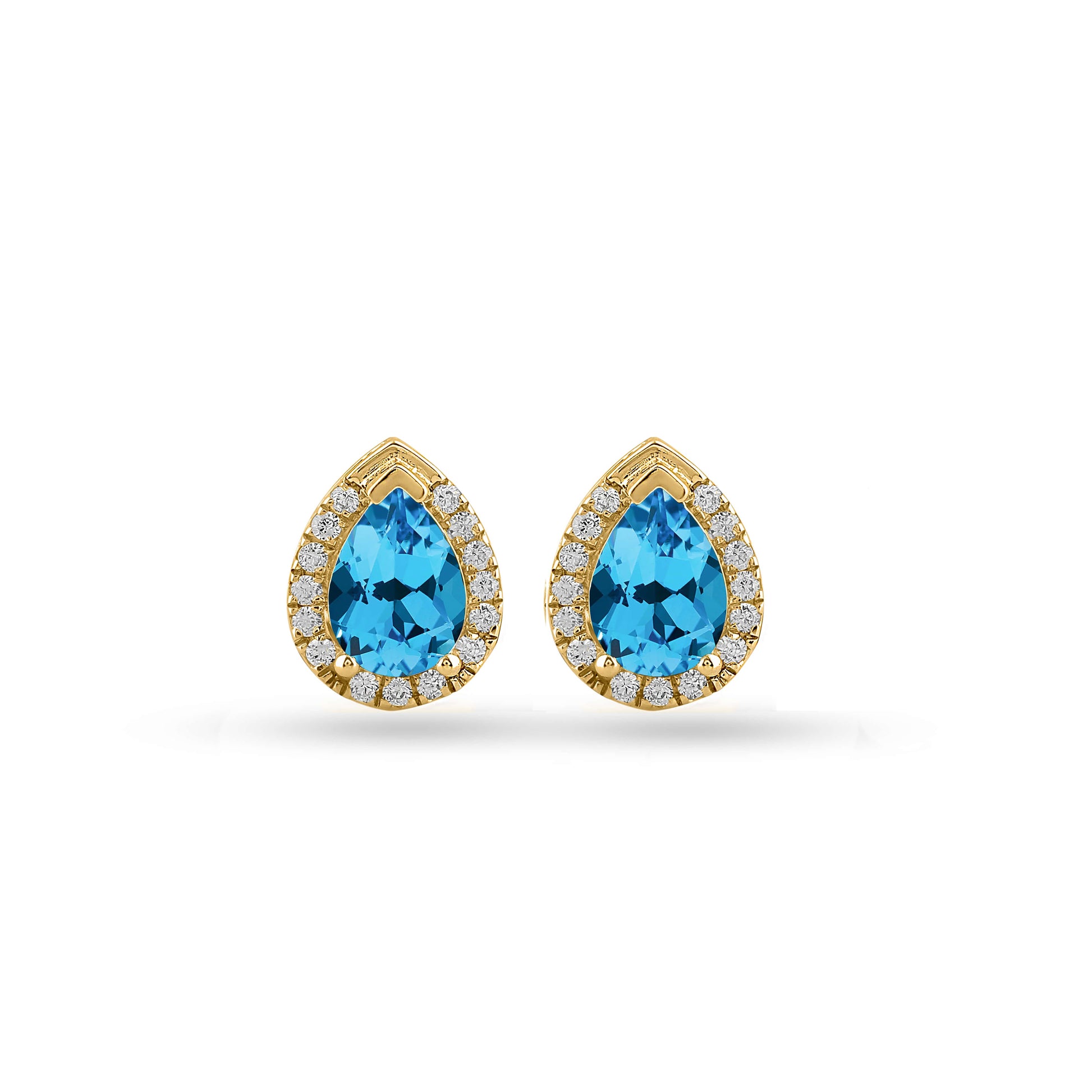 Pear-Shaped aquamarine halo stud earrings