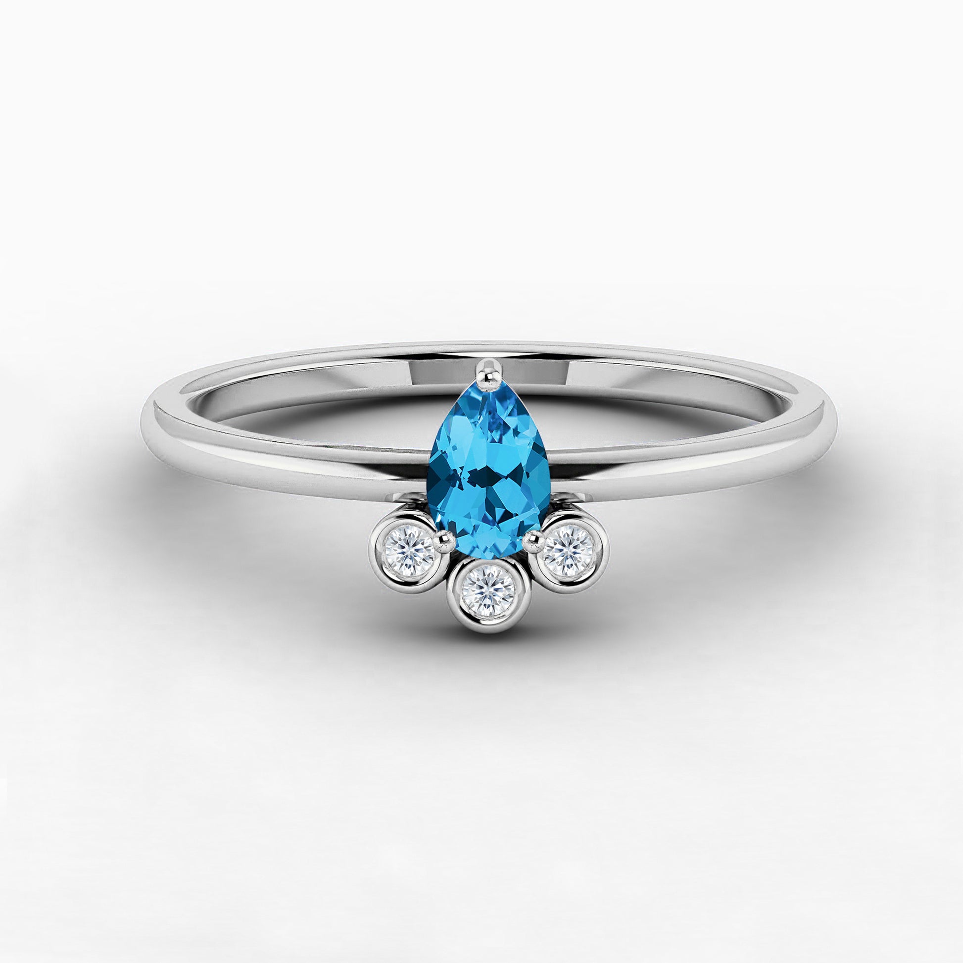 white gold blue topaz gemstone ring