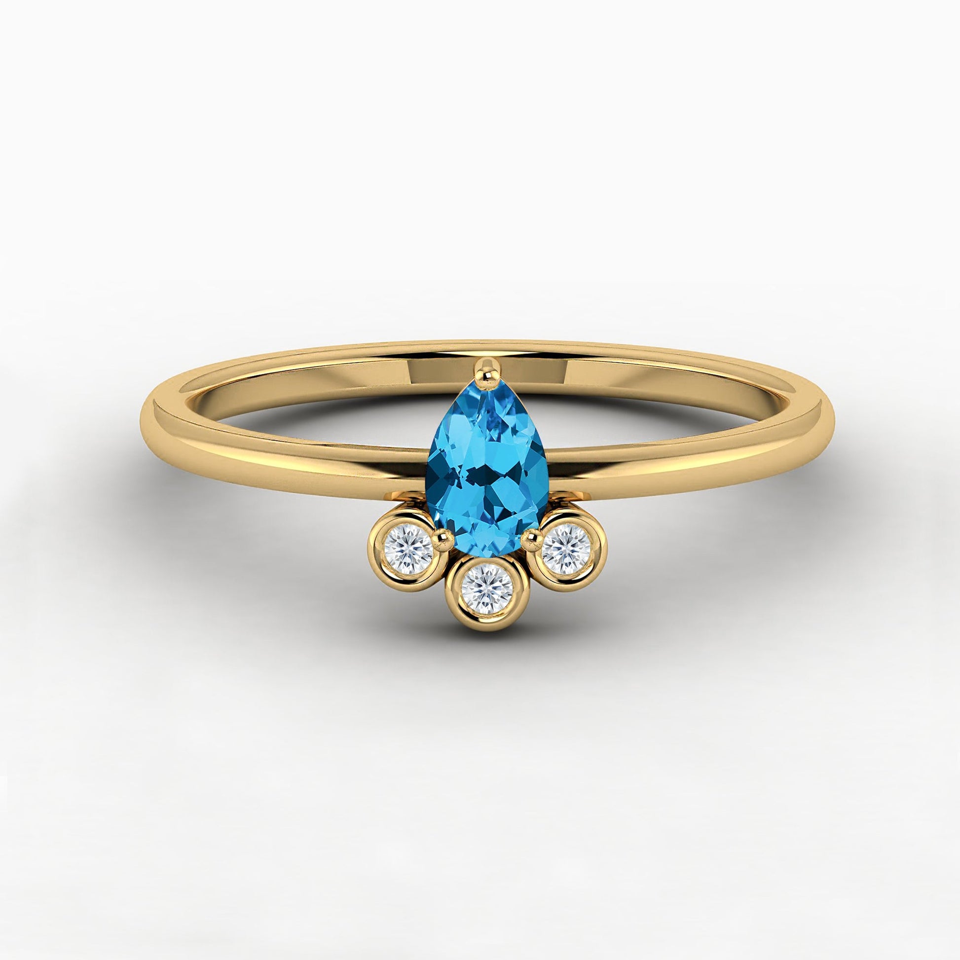 blue topaz gemstone  Pear Cut Engagement Ring