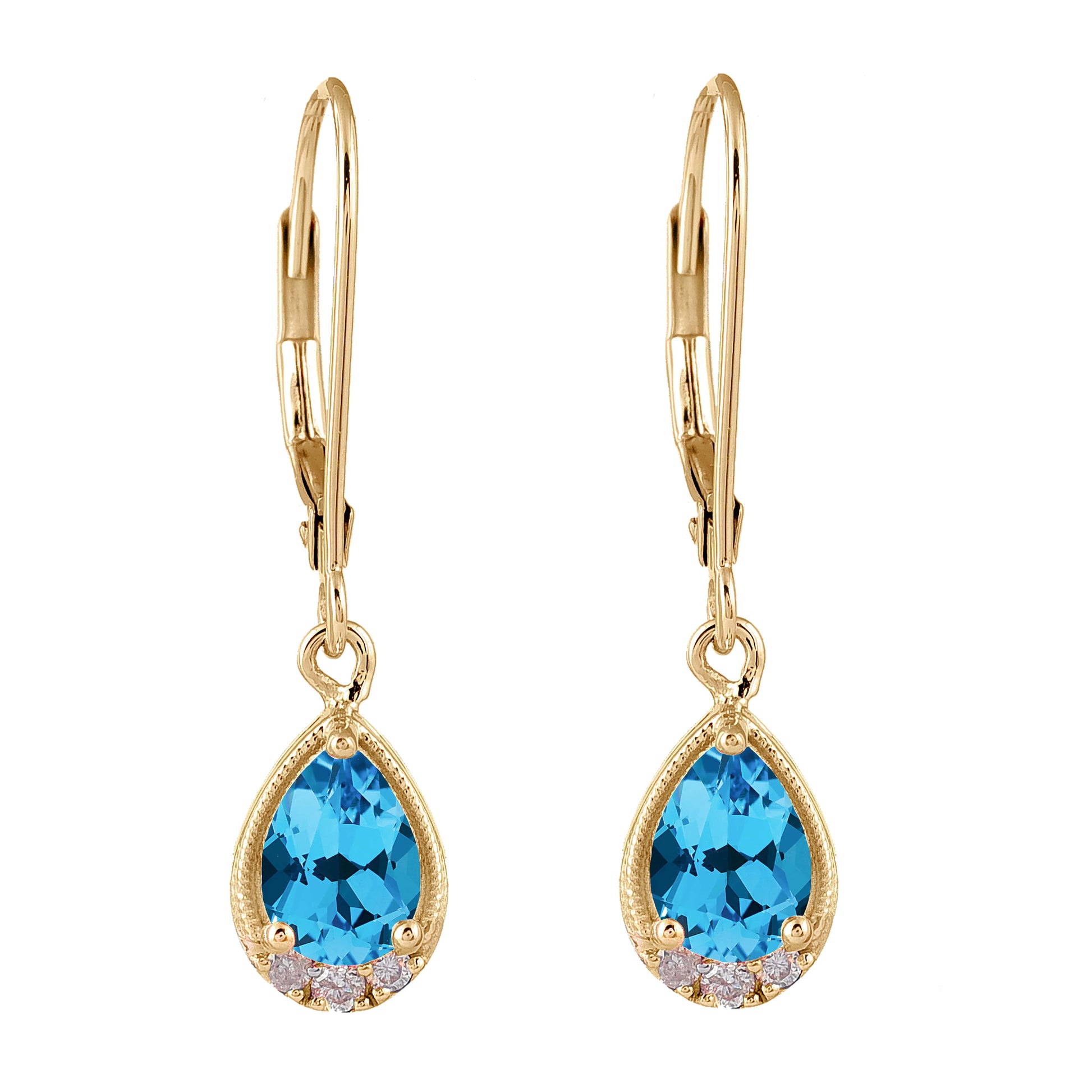 Tear-shaped earrings featuring topaz and diamond