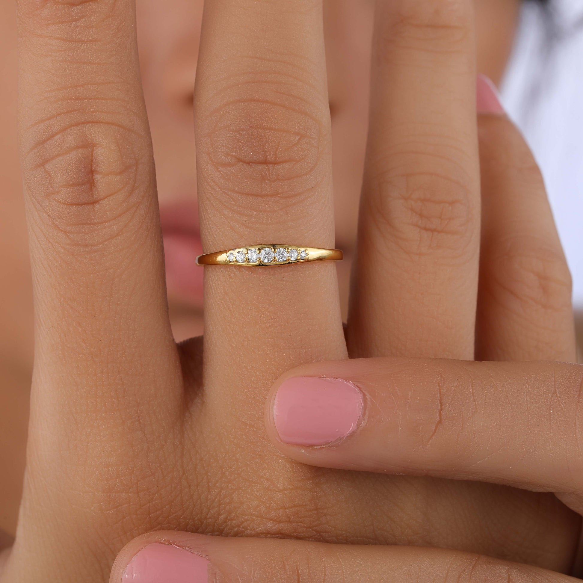 Diamond Yellow Gold Ring Graduation Fine Rings for sale