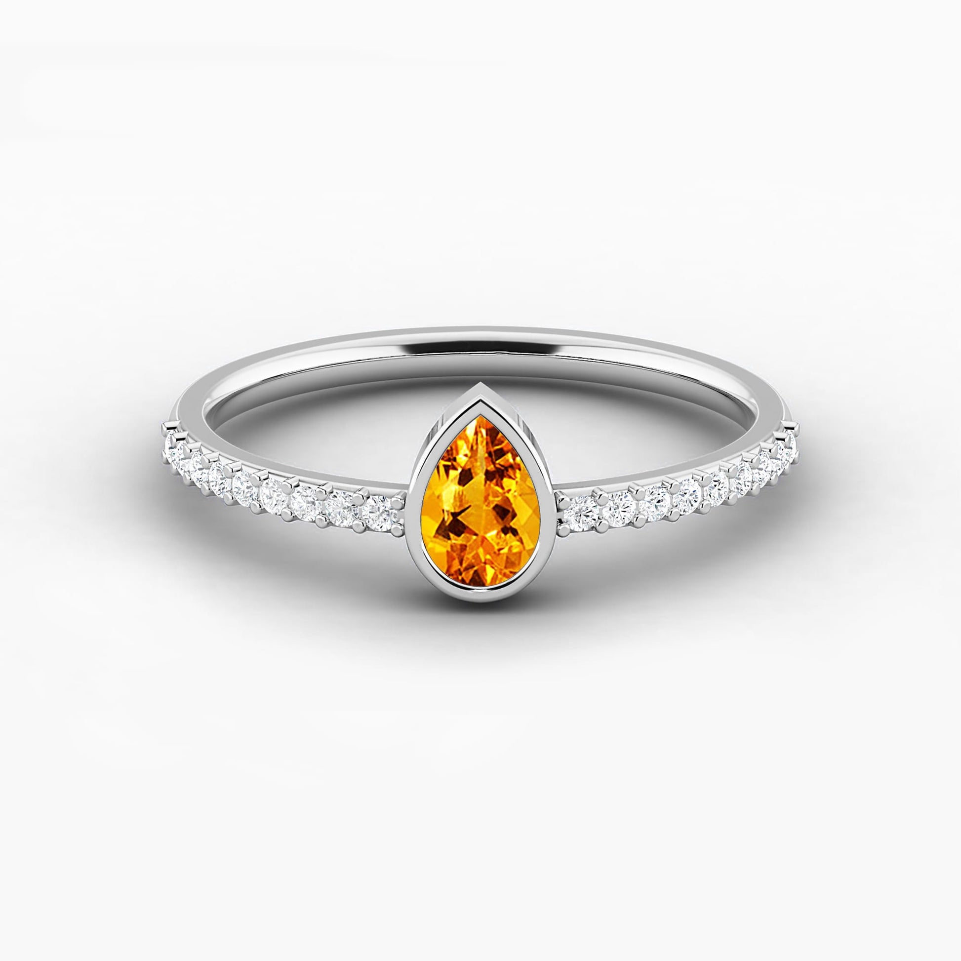 white gold citrine Pear Shaped Engagement Ring
