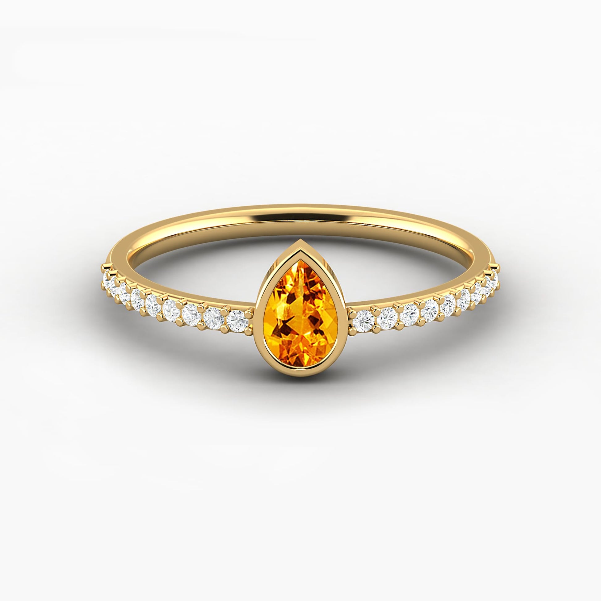 citrine gemstone Pear Shaped Engagement Ring