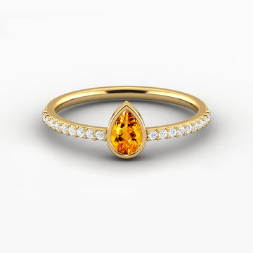 citrine gemstone Pear Shaped Engagement Ring